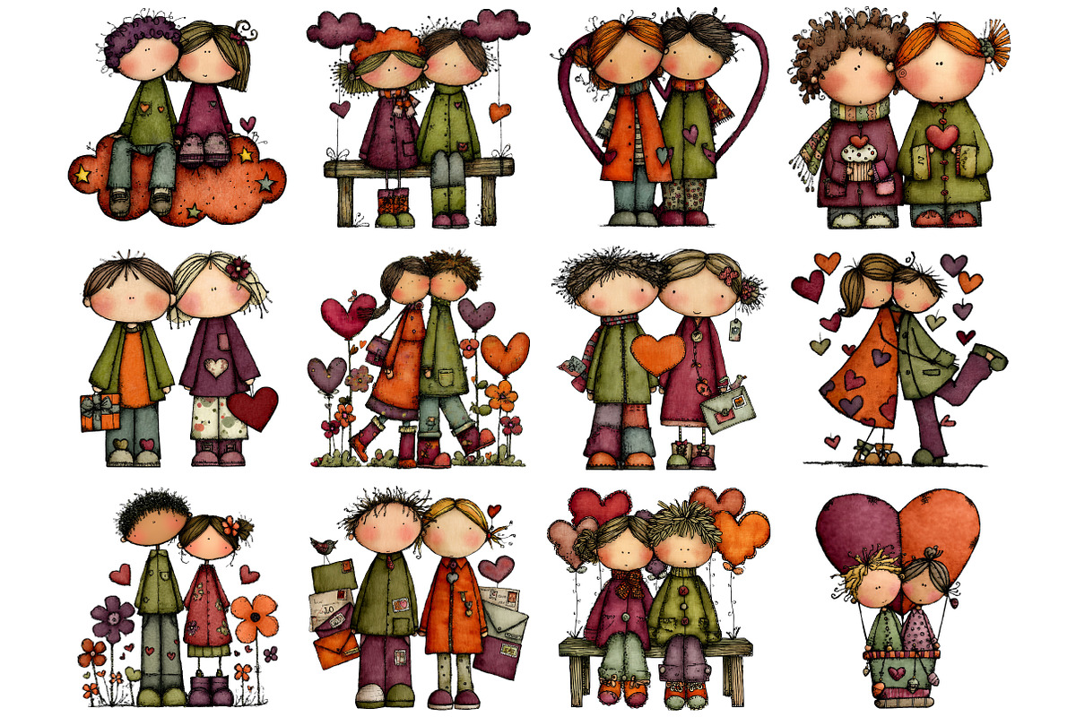 Whimsical Valentine Couple Clipart, a Graphic by CitraGraphics (Photo 4 of 4)