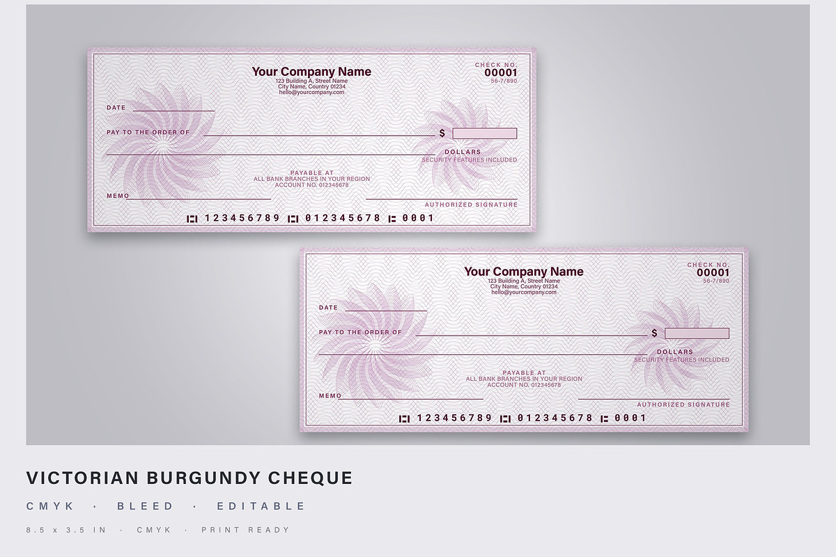 Business Check Template, a Stationery Template by DesignerCandies (Photo 1 of 2)