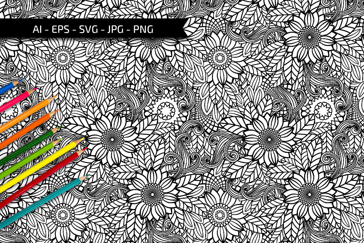 Sunflower Seamless Patterns, a Pattern Graphic by Elinorka (Photo 6 of 9)