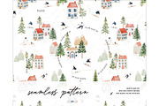 Alps Skiing Cozy Houses pattern, a Pattern Graphic by Milatoo (Thumbnail 1 of 3)