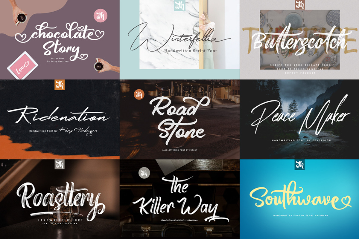 18 Font Bundles Vol 02, a Handwritten Font by FHFont (Photo 3 of 3)