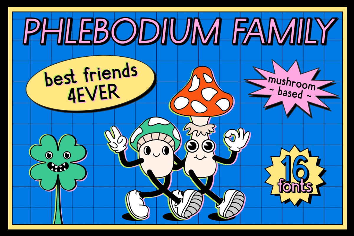 Phlebodium sans serif font 80s 90s, a Sans Serif Font by Fat Hamster (Photo 3 of 9)