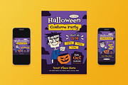 Halloween Costume Party Flyer Set, a Flyer Template by Aiyari Graphic (Thumbnail 1 of 3)