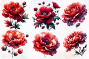 Alcohol Ink Red Flowers Clipart, an Illustration by Designworld (Thumbnail 2 of 4)