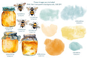 Bees and flowers watercolor clipart, a Seasonal Illustration by Anna Druzhkova (Thumbnail 3 of 17)