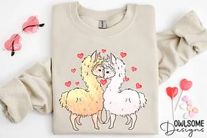 Couple Of Llamas In Love Valentine