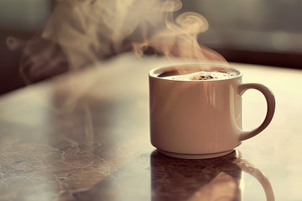 Freshly brewed coffee in a mug emits, a Photo by Iftikhar Alam
