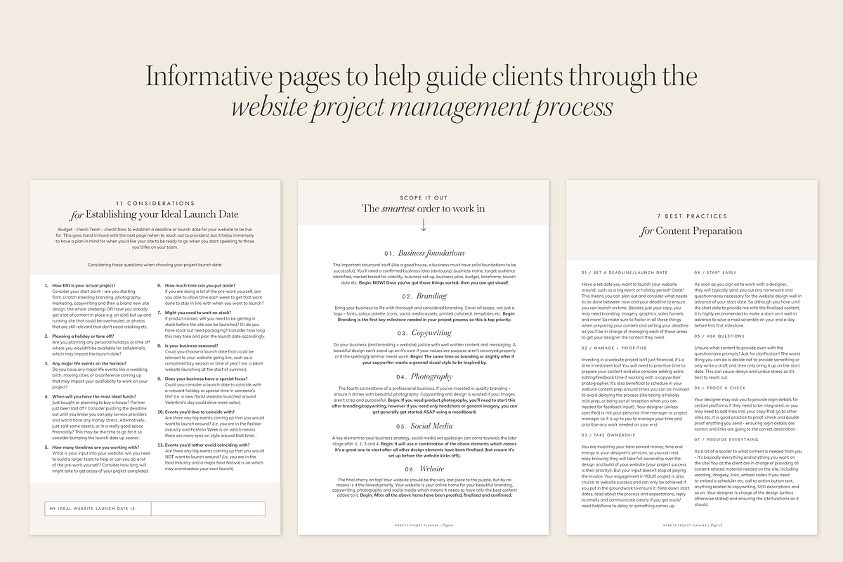 Website Project Planner Template, a Presentation Template by January Made Design (Photo 6 of 14)