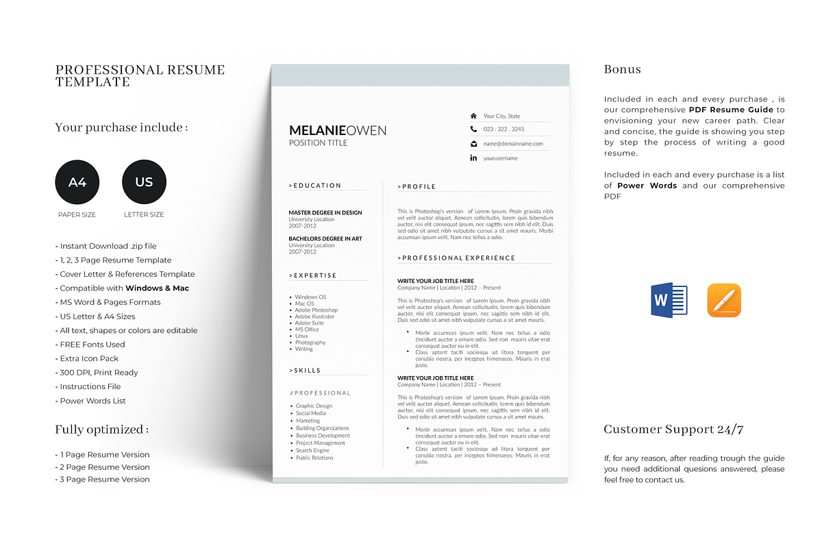 Creative Resume Template, image size:1200x800