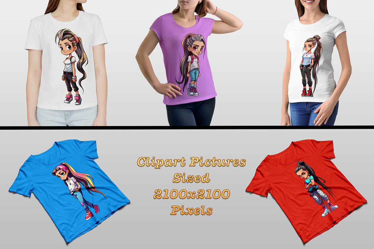 Cute Ponytail Girls Clipart, an Object Graphic by DreamerStarCo (Photo 7 of 7)