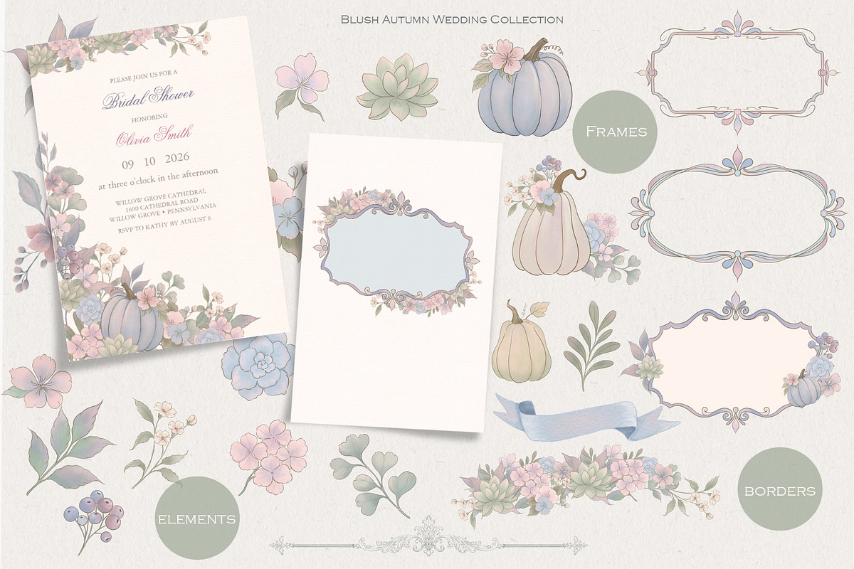 Blush Autumn Floral collection, a Seasonal Illustration by AlenaVlasko stock Market (Photo 1 of 9)