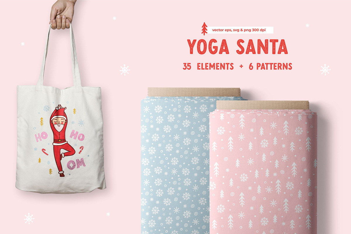 Yoga Santa - Elements&Patterns, an Object Graphic by Apolinarias Art (Photo 9 of 10)