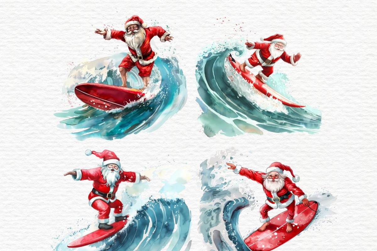 Tropical christmas watercolor clipar, a Seasonal Illustration by Invite to Clipart (Photo 5 of 7)