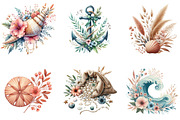 Sea Ocean Boho Clipart, an Illustration by DreamArtGraphic (Thumbnail 2 of 5)
