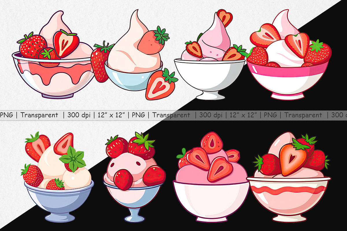 Strawberry Scoop Clipart, a Graphic by Artnoy (Photo 2 of 5)