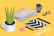 Workspace VECTOR isometric icons, a Finance Illustration by Natalka Dmitrova art (Thumbnail 4 of 16)
