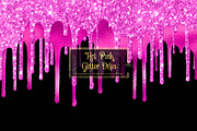 Hot Pink Glitter Drips Overlays, an Illustration by Digital Curio (Thumbnail 1 of 3)