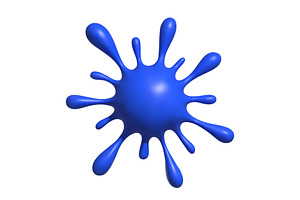 A blue paint splash bursts outward, an Illustration by Woters little shop