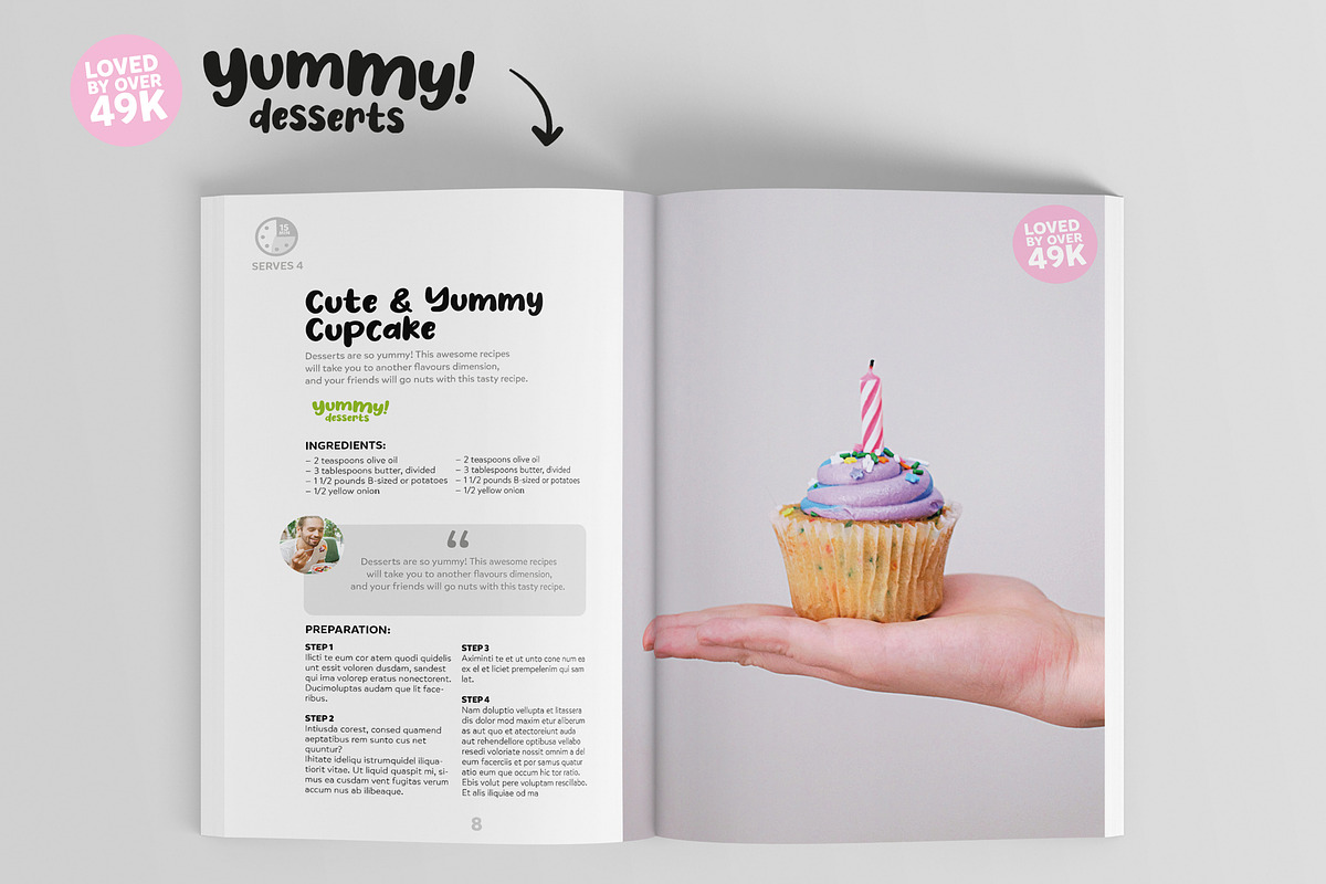 Desserts Cookbook Magazine Template, a Magazine Template by DeLaGranSiete