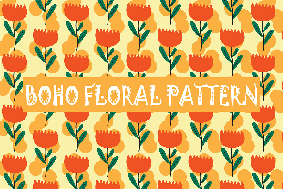 Boho Floral Abstract Pattern, an Illustration by elfy creative