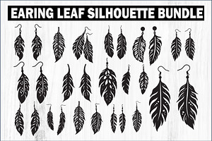 Leaf Earring Silhouette Bundle, a Graphic by balal