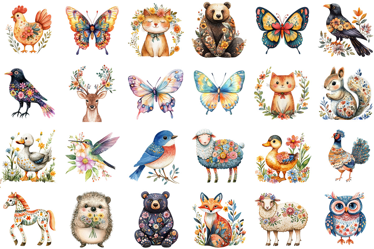 Summer Folk Animals & Birds Butterfl, an Illustration by Sublimation Artist (Photo 2 of 6)