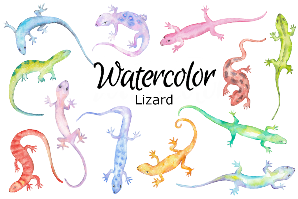 Lizard watercolor clip art, a Background Graphic by GoodFairyClipArt (Photo 1 of 2)