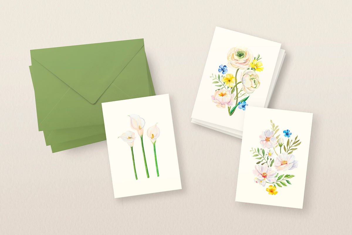 White Flowers watercolor collection, a Decorative Illustration by Volha Studio (Photo 6 of 9)