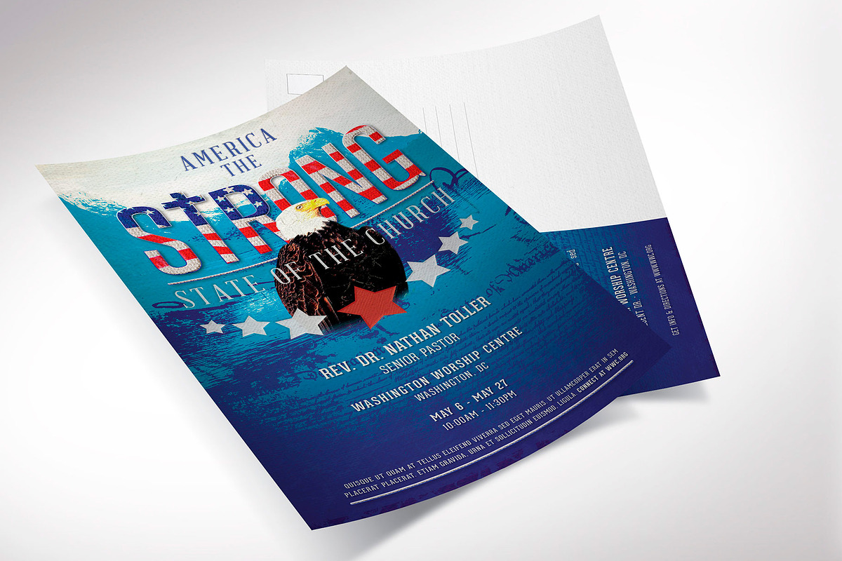 American Patriotic Church Postcard, a Flyer Template by Godserv Designs (Photo 7 of 12)
