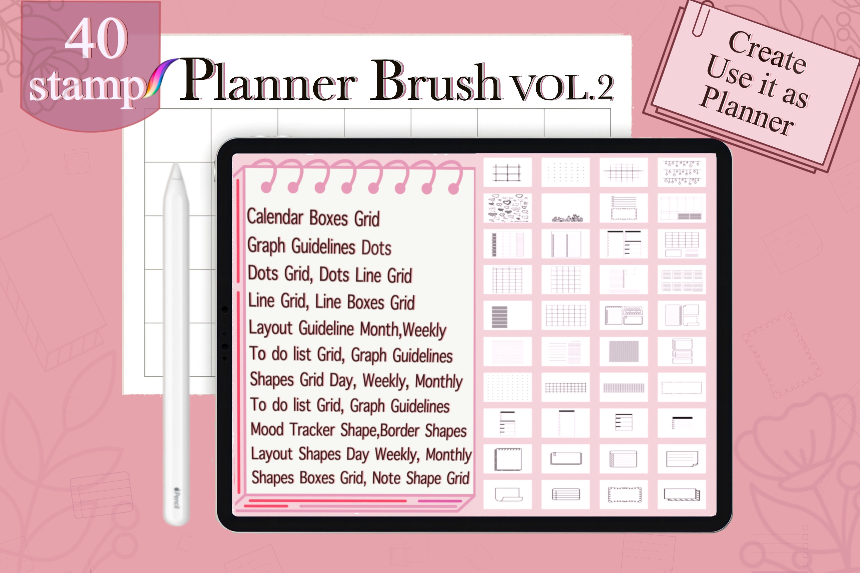 Build Design Digital Planner Template Brush Stamp Procreate