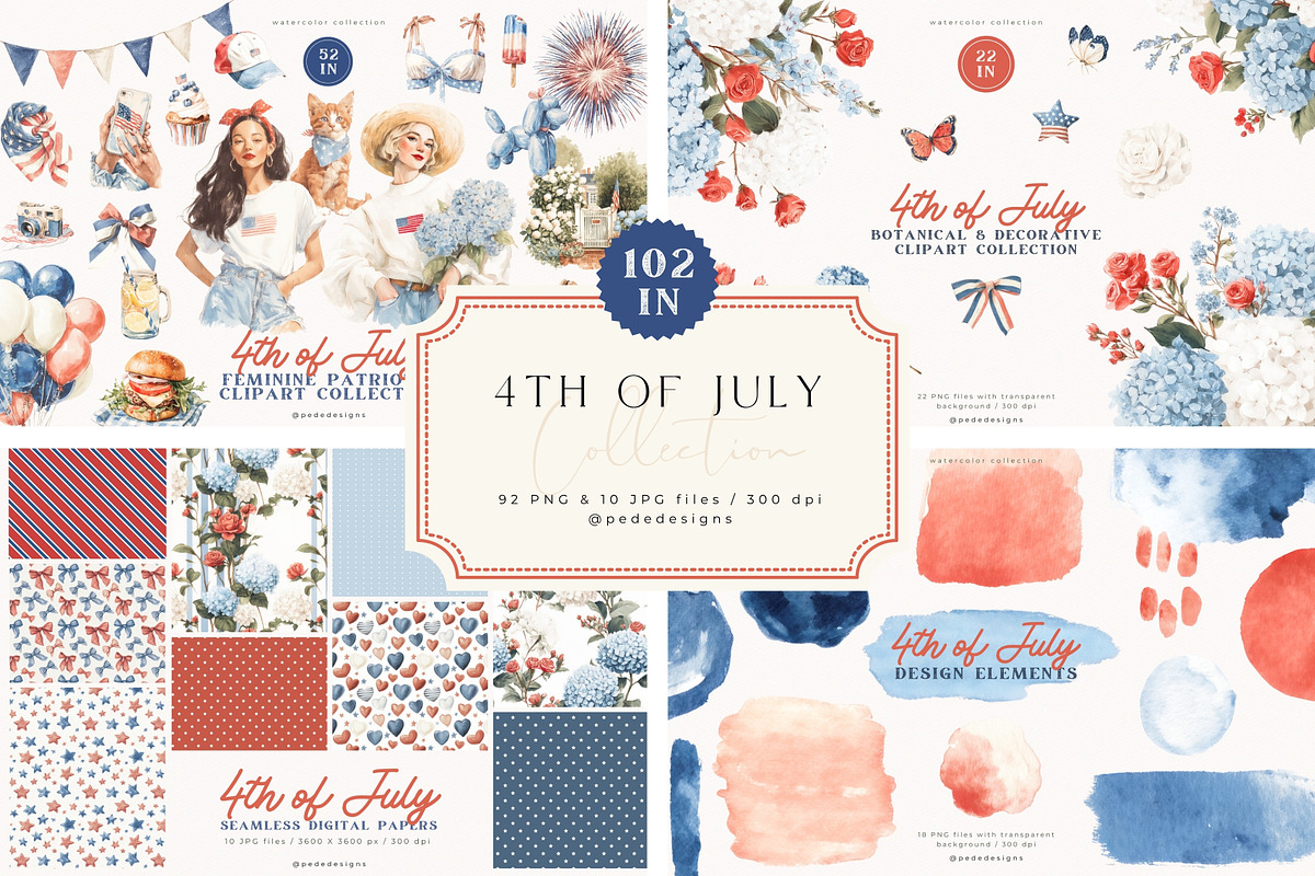 4th of July Collection, a Decorative Illustration by PeDe Designs (Photo 1 of 20)
