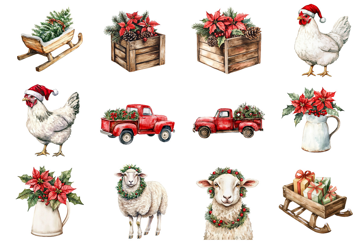Christmas Farm Clipart, an Illustration by Design Market (Photo 3 of 3)