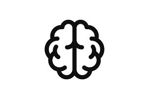 Brain Icon On White Background. Line