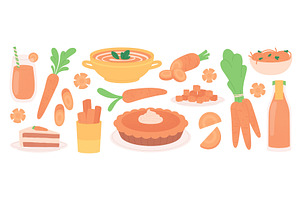 Fresh carrot food. Cartoon carrots, a Food Illustration by LadadikArt