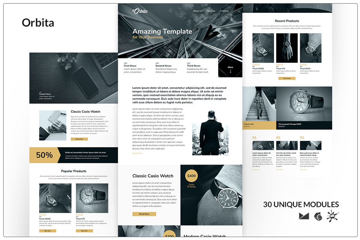 Orbita Template + Online Builder, an Email Template by TheevsDesign