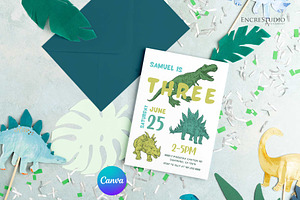 Dinosaur Birthday Invitation, an Invitation Template by Encre Studio