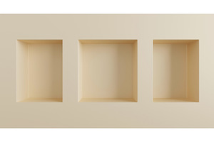 3d Render Beige Wall With Square And