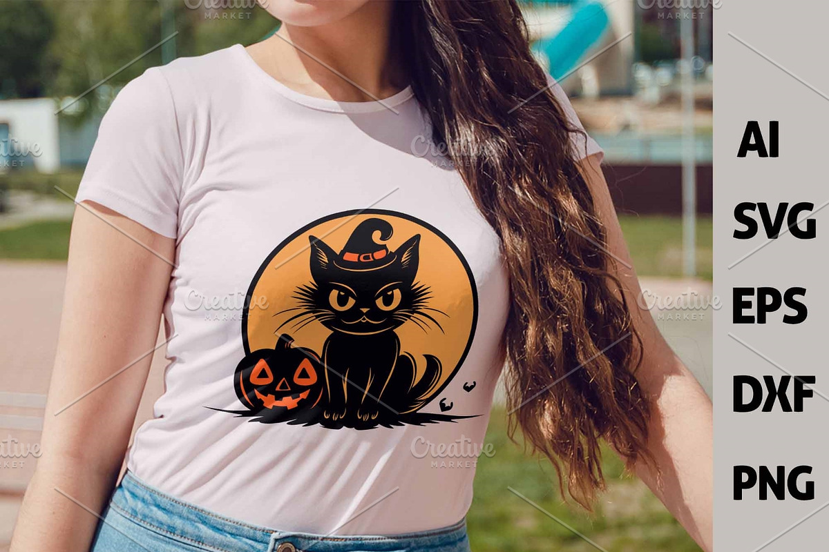 Spooky Halloween Cat Vector clipart, a Seasonal Illustration by ARTify Illustrations (Photo 4 of 8)
