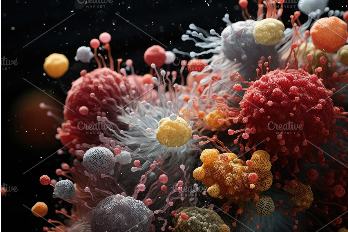 Microscopic Proliferating bacteria, an Illustration by Ylivdesign