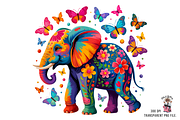 10 Colorful Floral Elephant PNG, a Graphic by Clipart Bloom (Thumbnail 7 of 12)