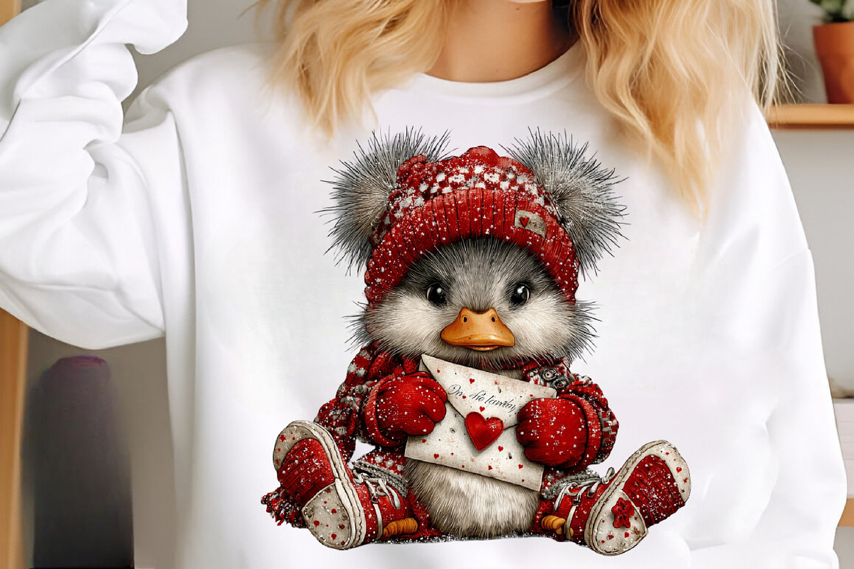 Cute Baby Duck Valentine Clipart, an Illustration by SinaCreation (Photo 7 of 11)