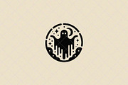 Spooky Ghost Emblem, a Seasonal Illustration by Vectorium Studio (Thumbnail 1 of 3)