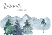 Watercolor Clipart Winter Forest png, an Illustration by KomtsyanTatyanaArt (Thumbnail 3 of 4)