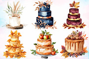 Watercolor Fall Wedding Cake Clipart, a Seasonal Illustration by Canvas Craft (Thumbnail 2 of 4)