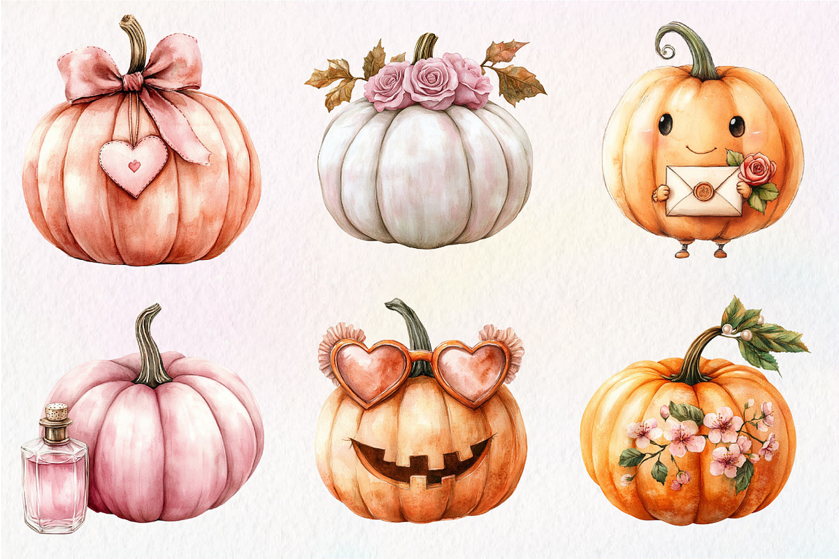 Coquette Pumpkin Clipart, an Illustration by CreationArt (Photo 3 of 9)