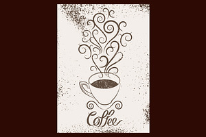 Coffee Typographic Vintage Poster.