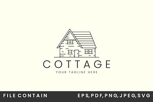 cottage line art style logo vector