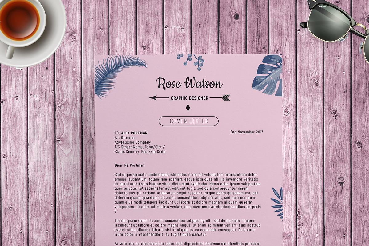 Jungle Blue-Pink Resume Template, a Resume Template by Showy68 Template (Photo 3 of 6)