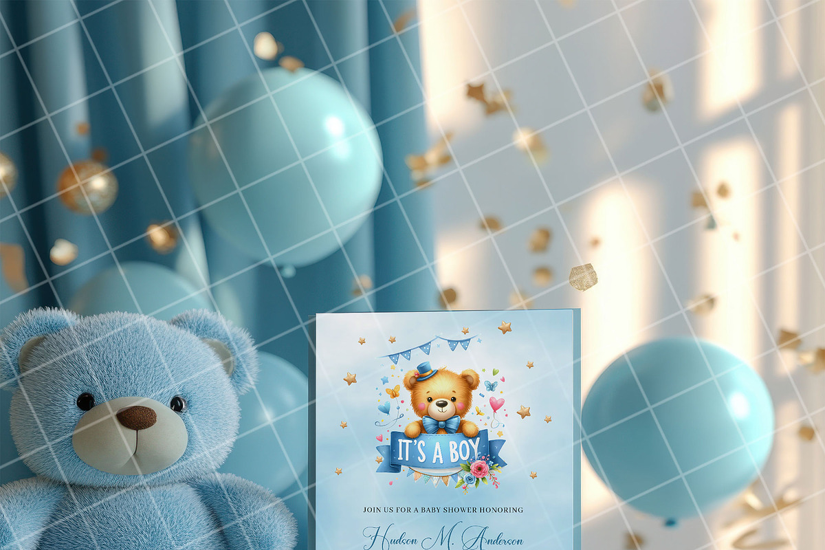 Boy baby shower invitation mockup PS, an Advertising Mockup by Blush Roses Print (Photo 8 of 8)