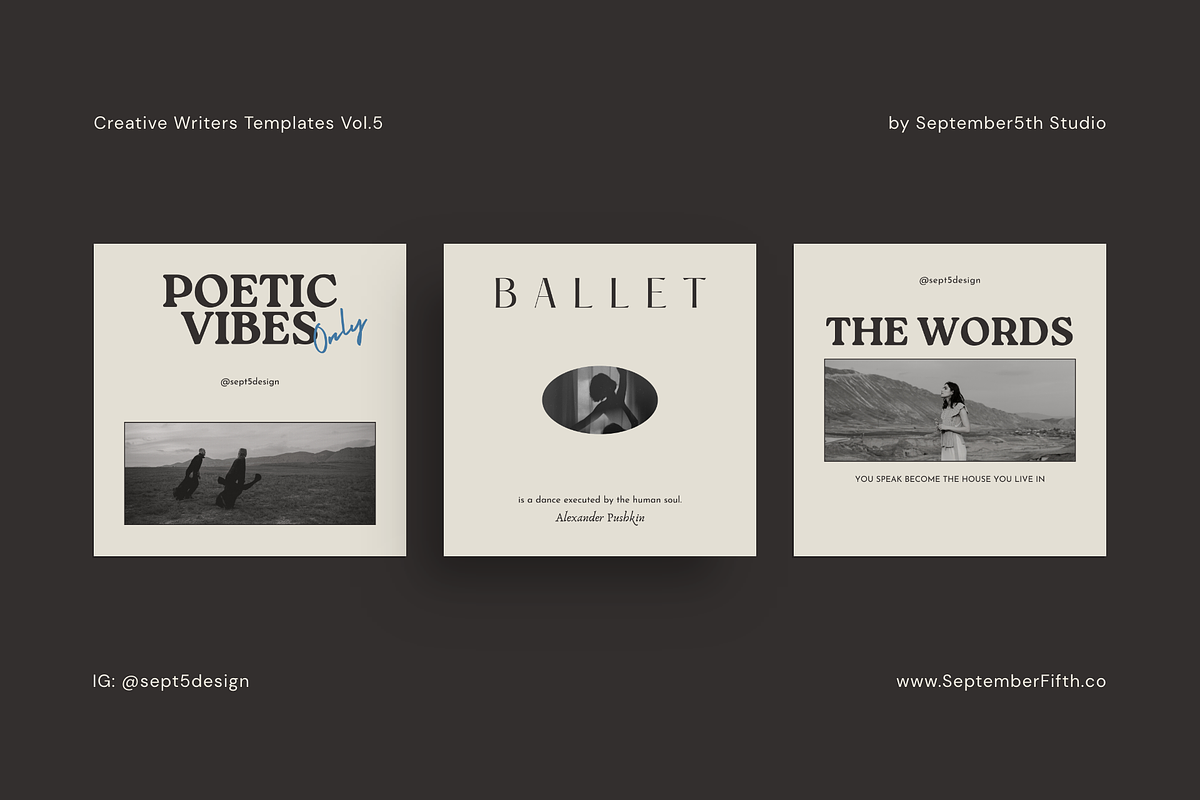 Writers Social Media Vol.5 for CANVA, a Social Media Template by September 5th (Photo 4 of 24)